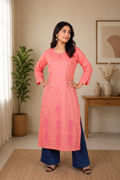 Coral Pink Chikankari Kurta